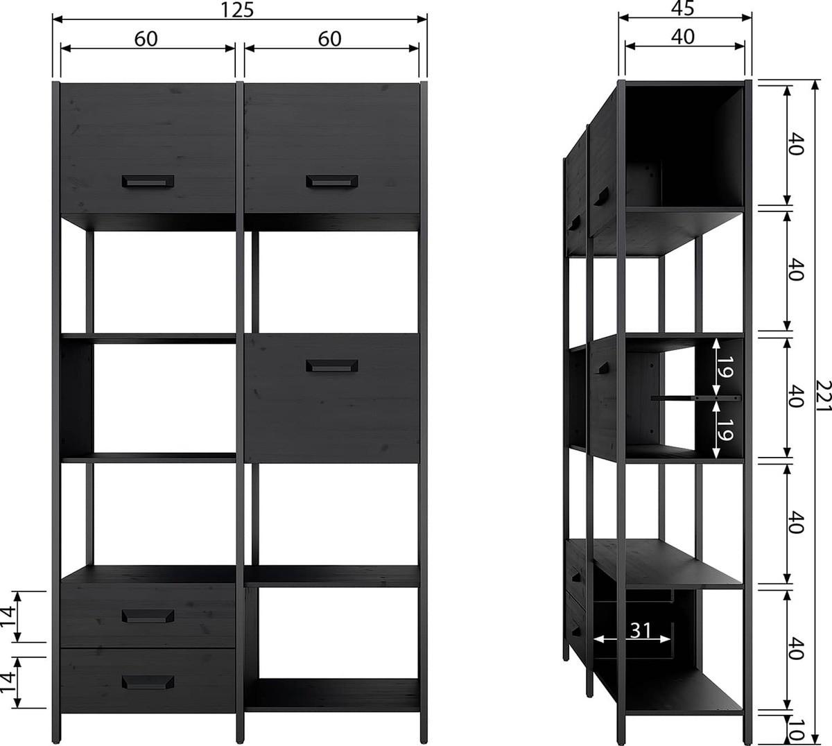 mutoni Schrank Legacy Holz Metall Schwarz  