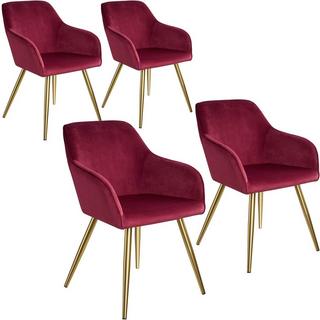 Tectake 4 Chaises MARILYN Effet Velours Style Scandinave  
