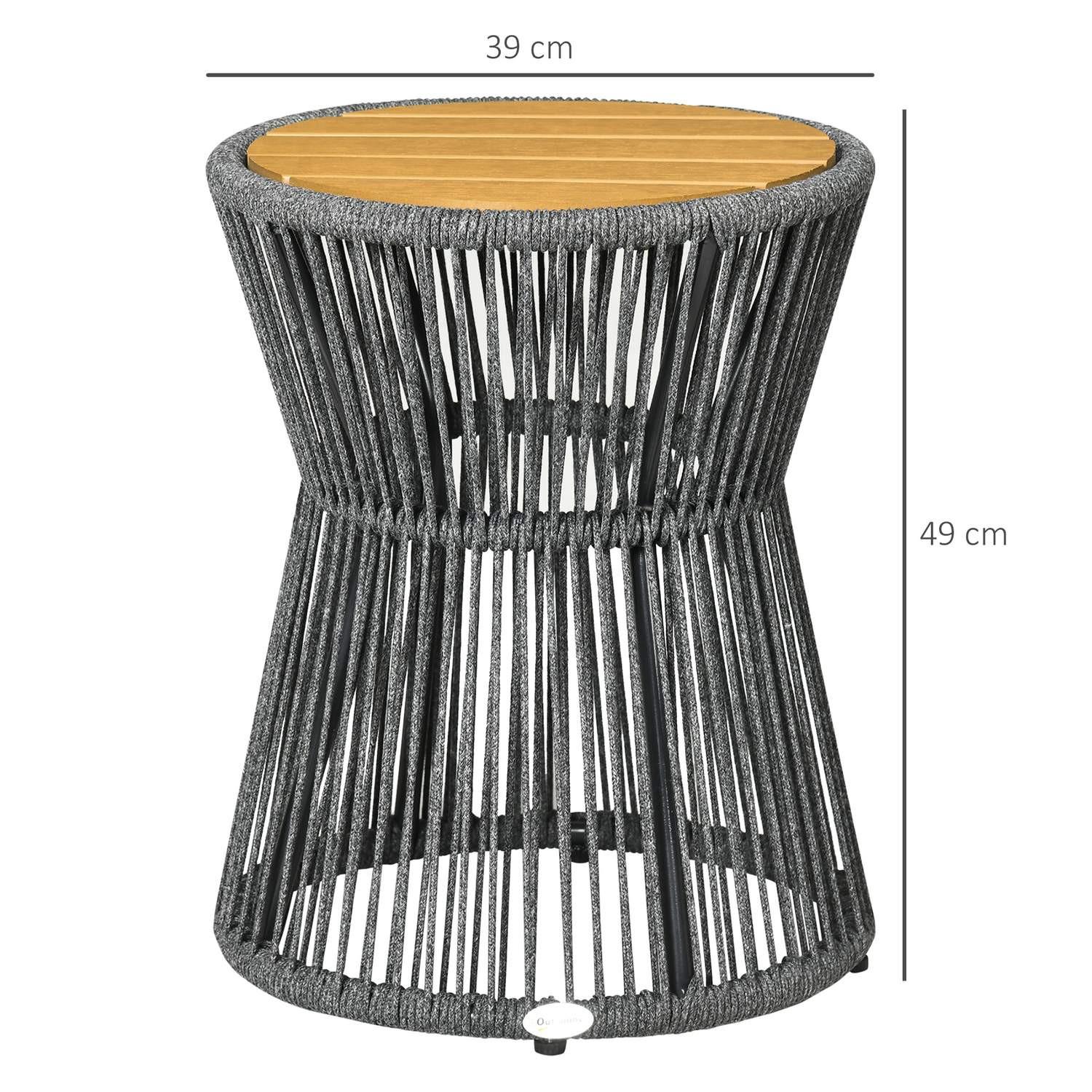 Northio Tavolo Da Giardino, Tavolo Da Bistrot, Tavolino Basso Con Piano In Plastica Con Piedini Regolabili, Per Patio, Grigio Scuro + Naturale  