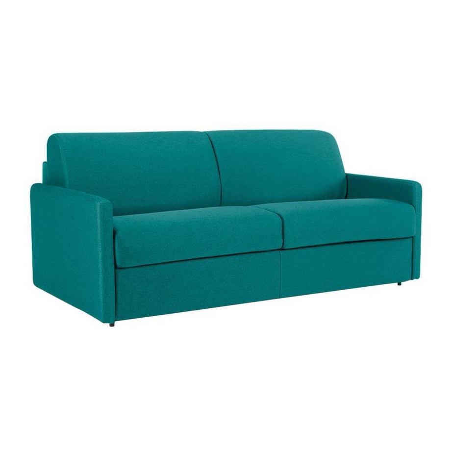 Vente-unique Canapé 4 places conible express en tissu CALIFE Turquoise Couchage à  lattes largesMatelas  