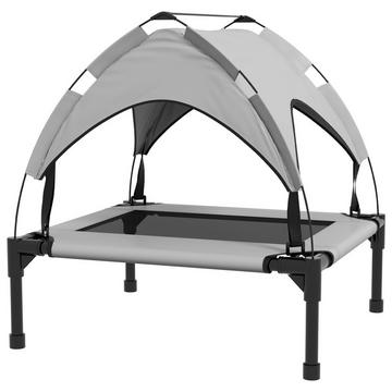 Erhöhtes Hundebett mit Baldachin, Haustierbett, Outdoor Hundeliege mit Dach, Atmungsaktiv, für kleine und mittelgroße Hunde Hellgrau Oxford 76 x 61 x 69,5 cm