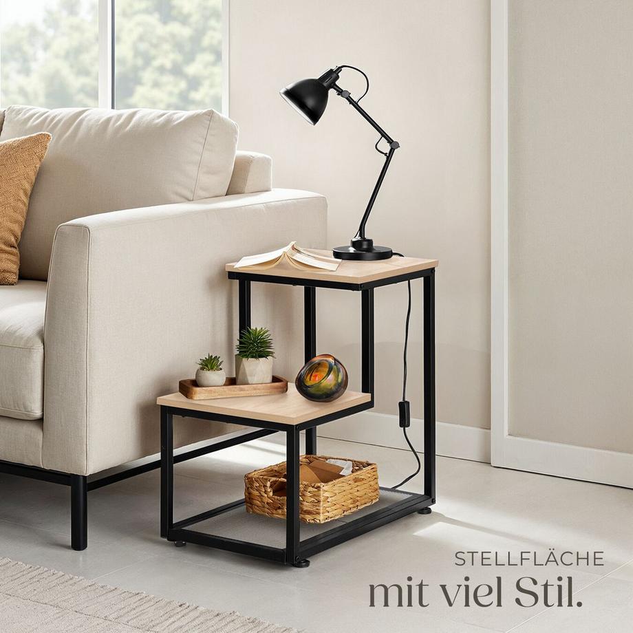 Tectake Beistelltisch Halifax Industrial Style Holz und Stahl  