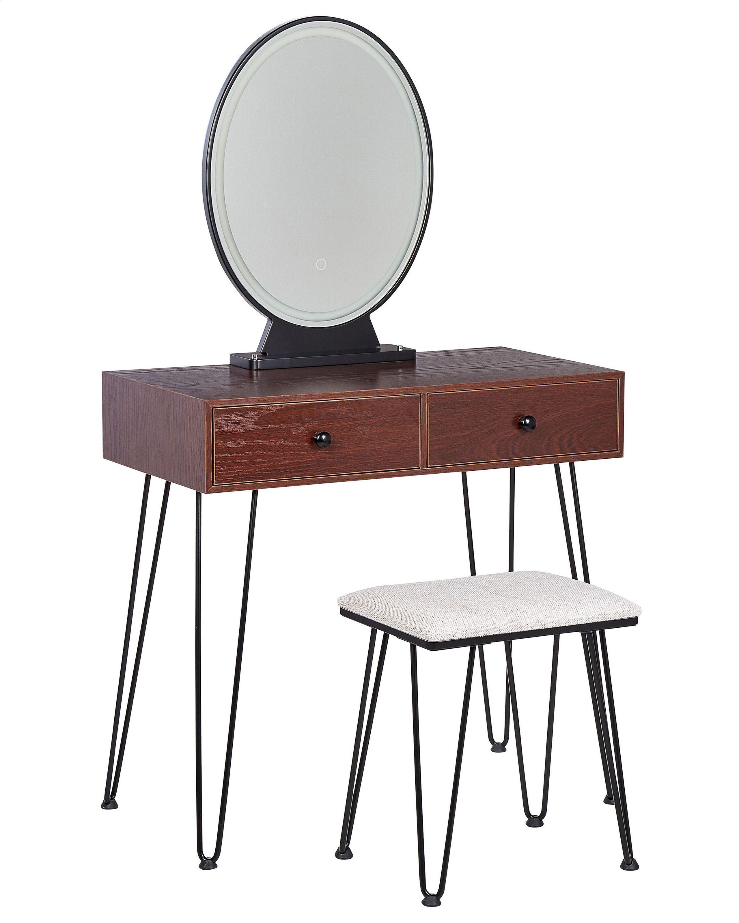 Image of Schminktisch Aus Mdf-platte Retro Loix Unisex Braun Leder ONE SIZE