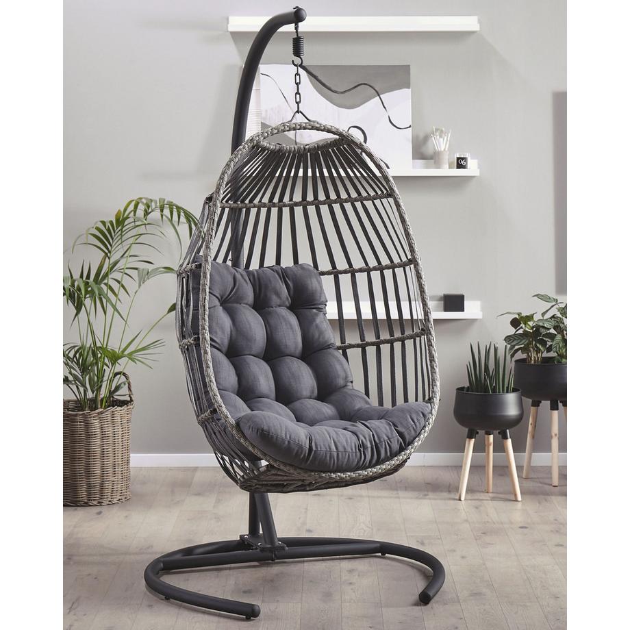 Beliani Fauteuil suspendu avec support en Tissu Boho SESIA  