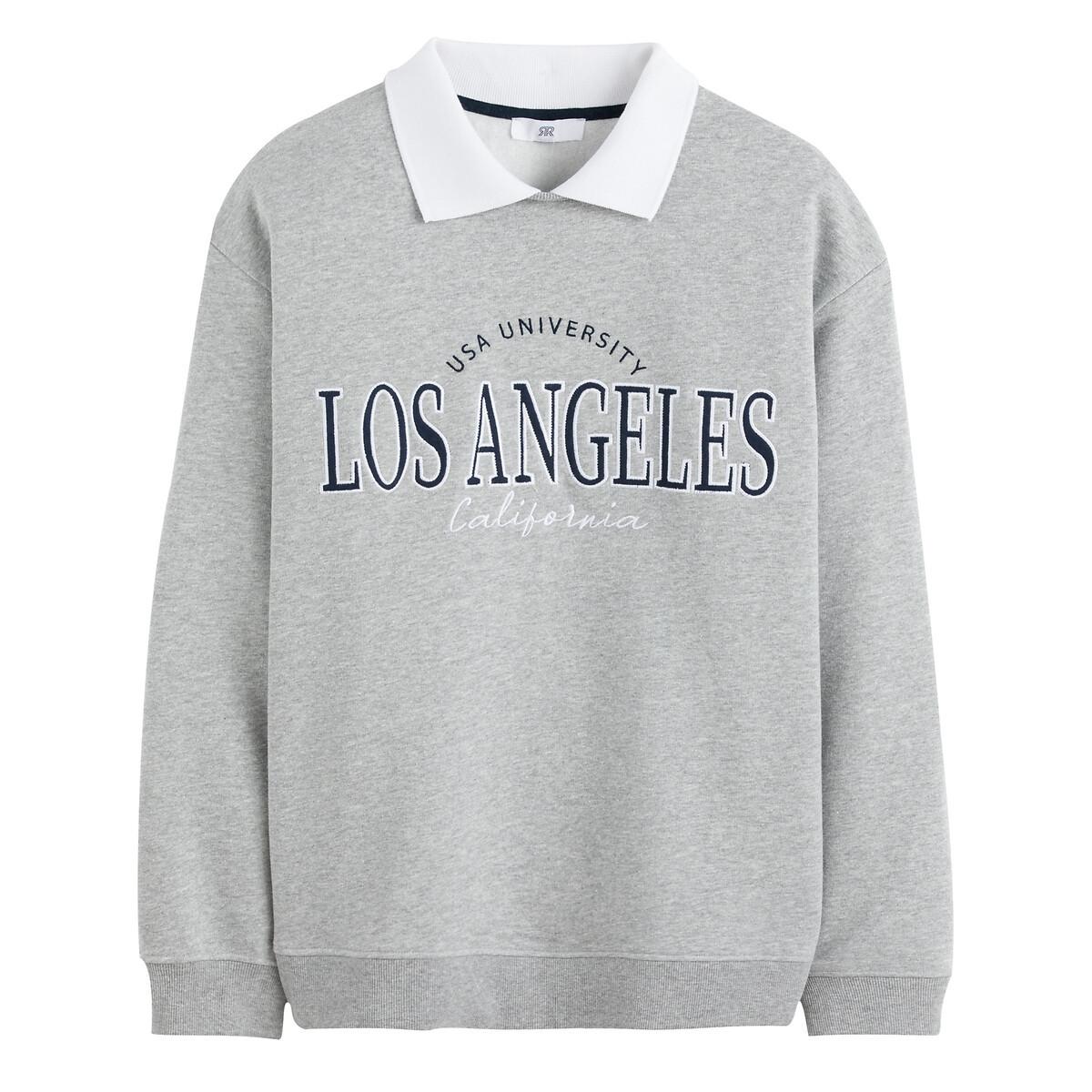 La Redoute Collections  Oversized-Sweatshirt mit Polokragen und Stickerei vorne 