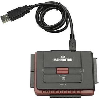 Manhattan  Manhattan Adaptateur USB 2 haut débit vers SATA/IDE, 3 en 1 avec sauvegarde rapide, via une touche 