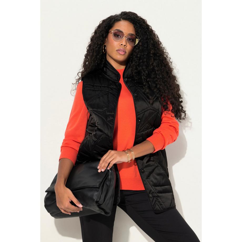 Ulla Popken Gilet Matelassé Col Rond Aspect Duvet Sans Manches  