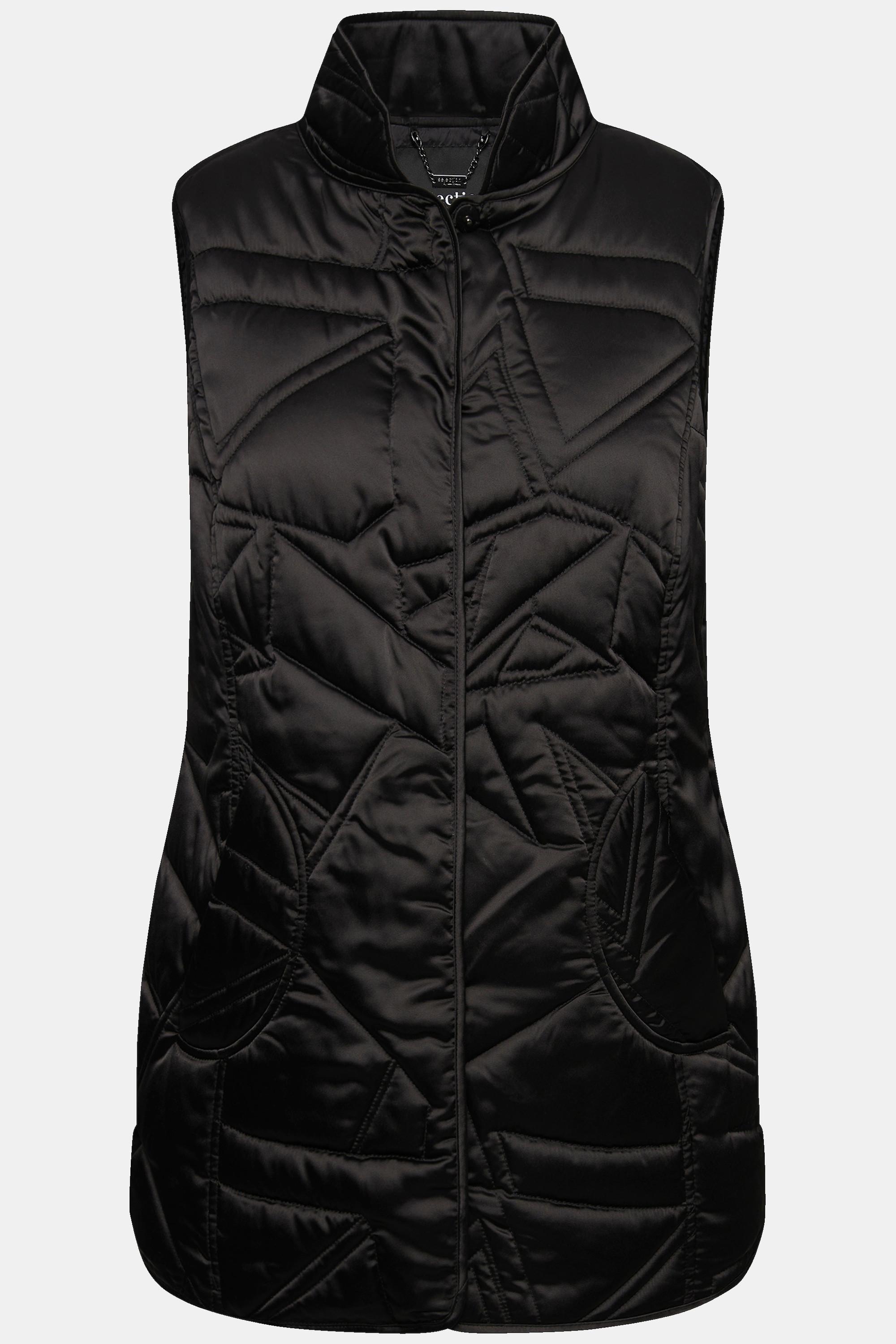 Ulla Popken Gilet Matelassé Col Rond Aspect Duvet Sans Manches  