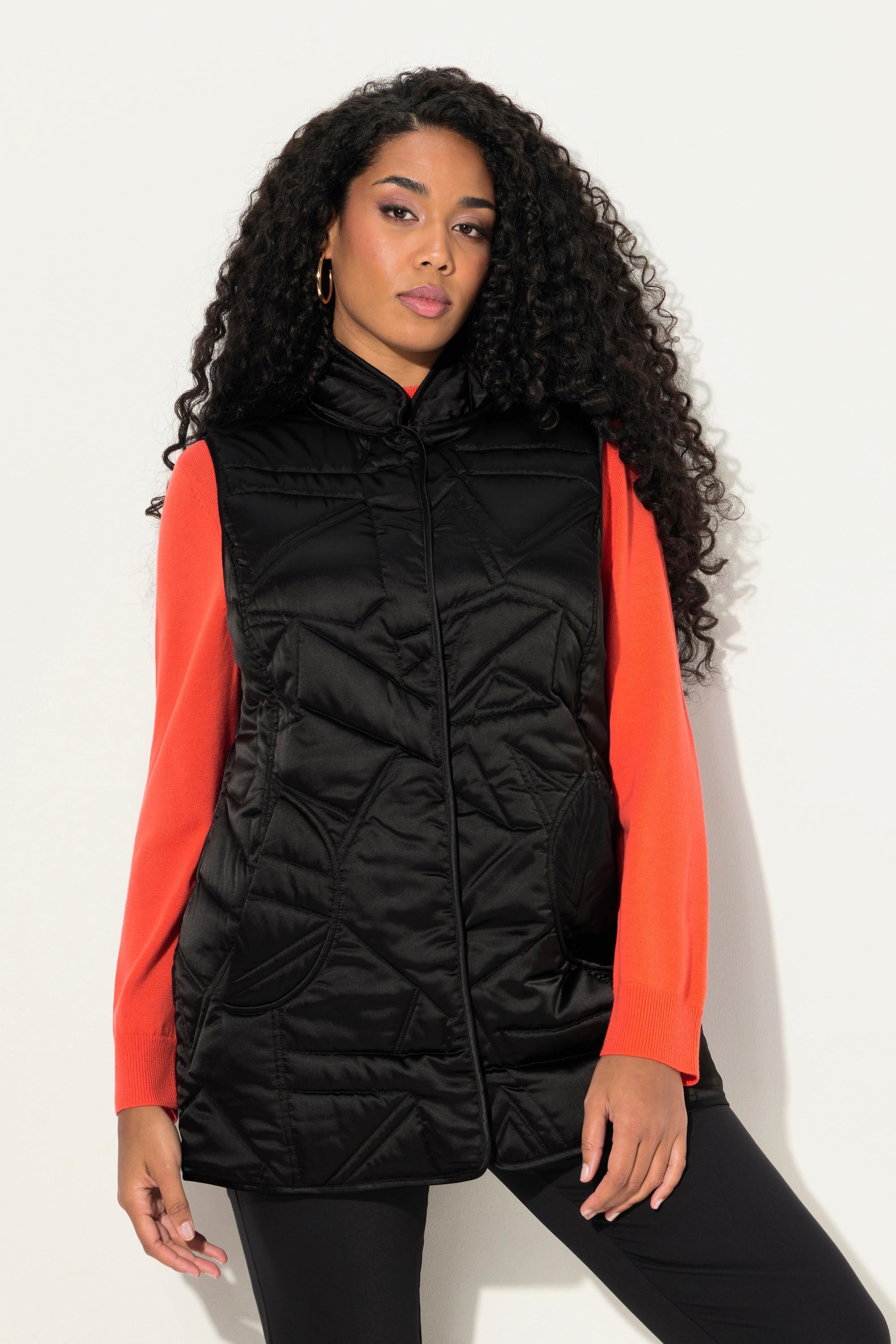 Ulla Popken Gilet Matelassé Col Rond Aspect Duvet Sans Manches  