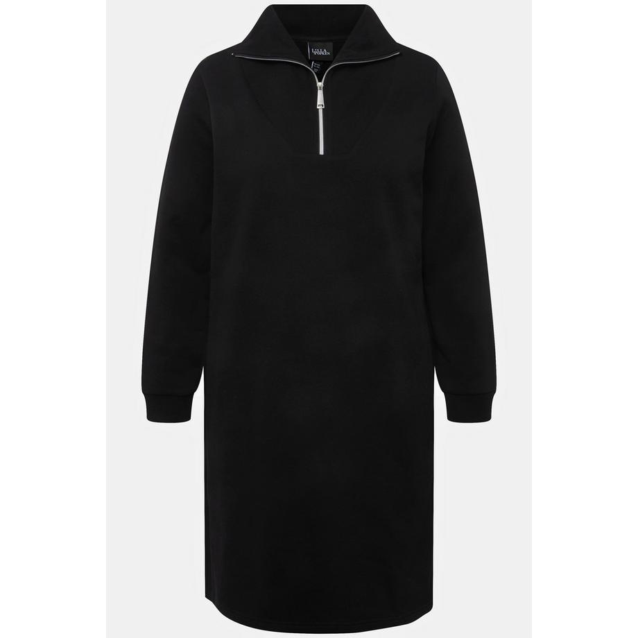 Ulla Popken Robe en molleton Col camionneur Fermeture éclair Manches longues  