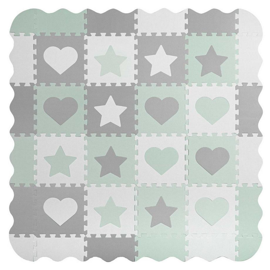 B2X  Tapis en mousse Puzzle 151x151cm 16 pcs Ricokids Gris-Menthe 