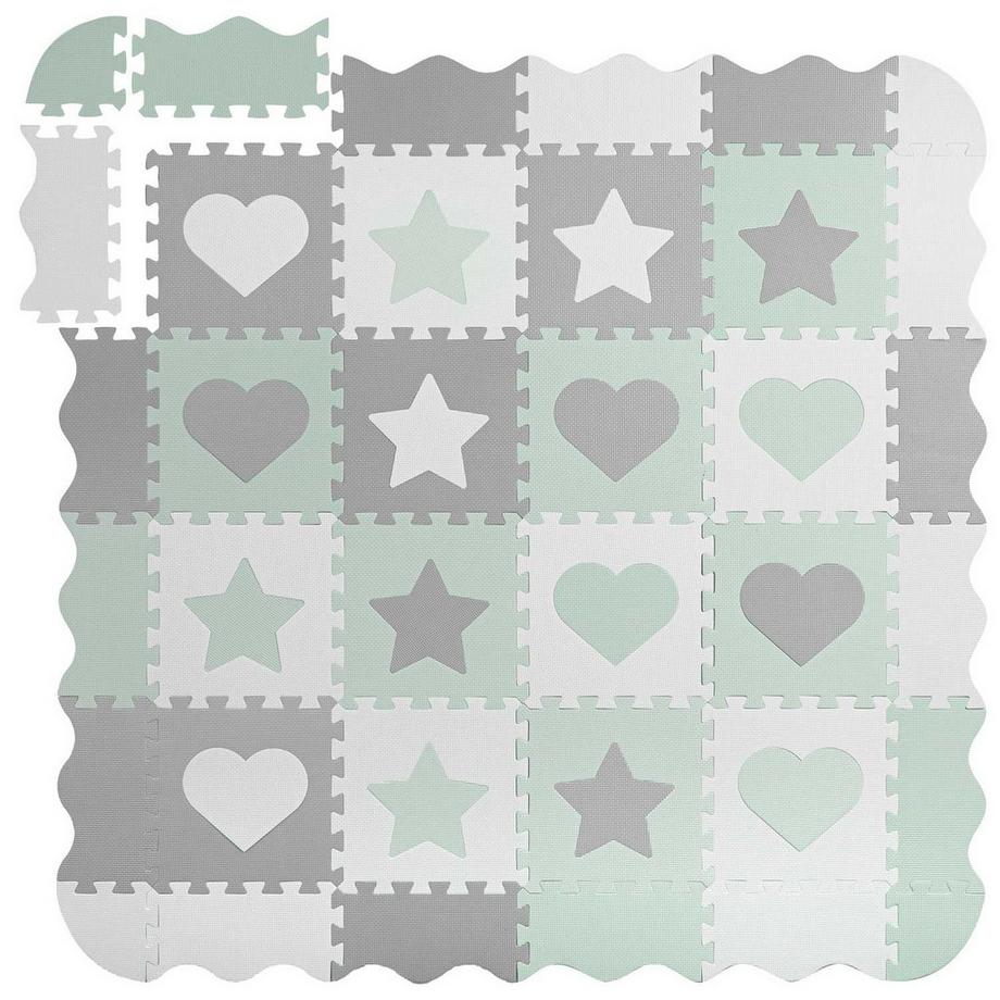 B2X  Tapis en mousse Puzzle 151x151cm 16 pcs Ricokids Gris-Menthe 