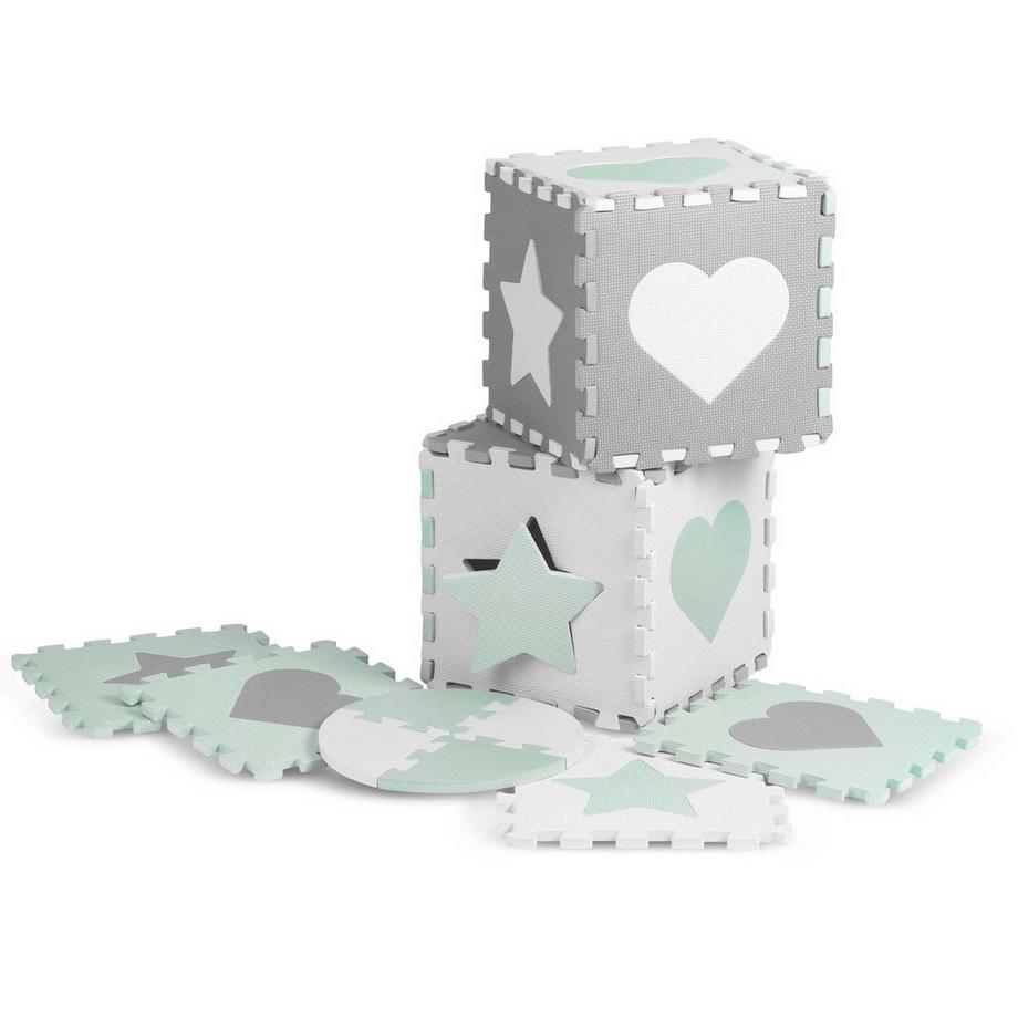 B2X  Tapis en mousse Puzzle 151x151cm 16 pcs Ricokids Gris-Menthe 