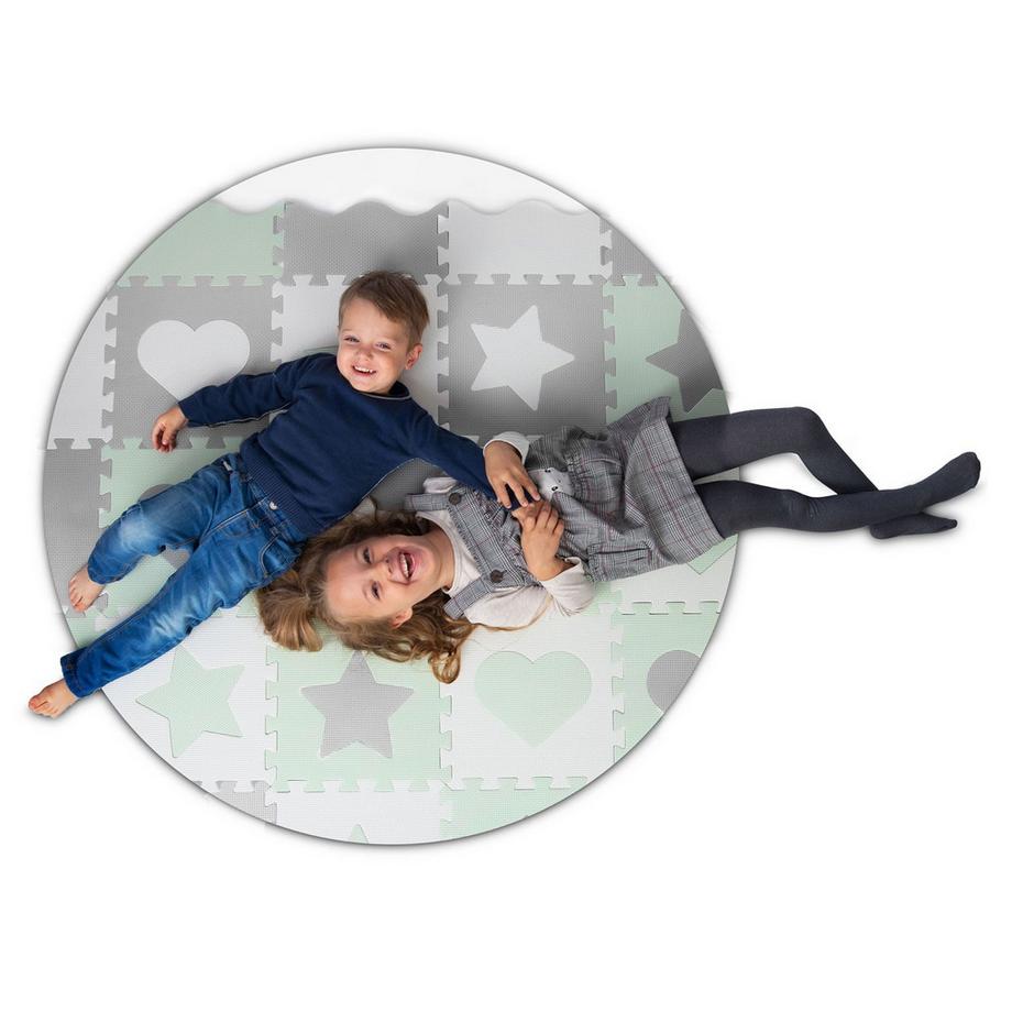 B2X  Tapis en mousse Puzzle 151x151cm 16 pcs Ricokids Gris-Menthe 