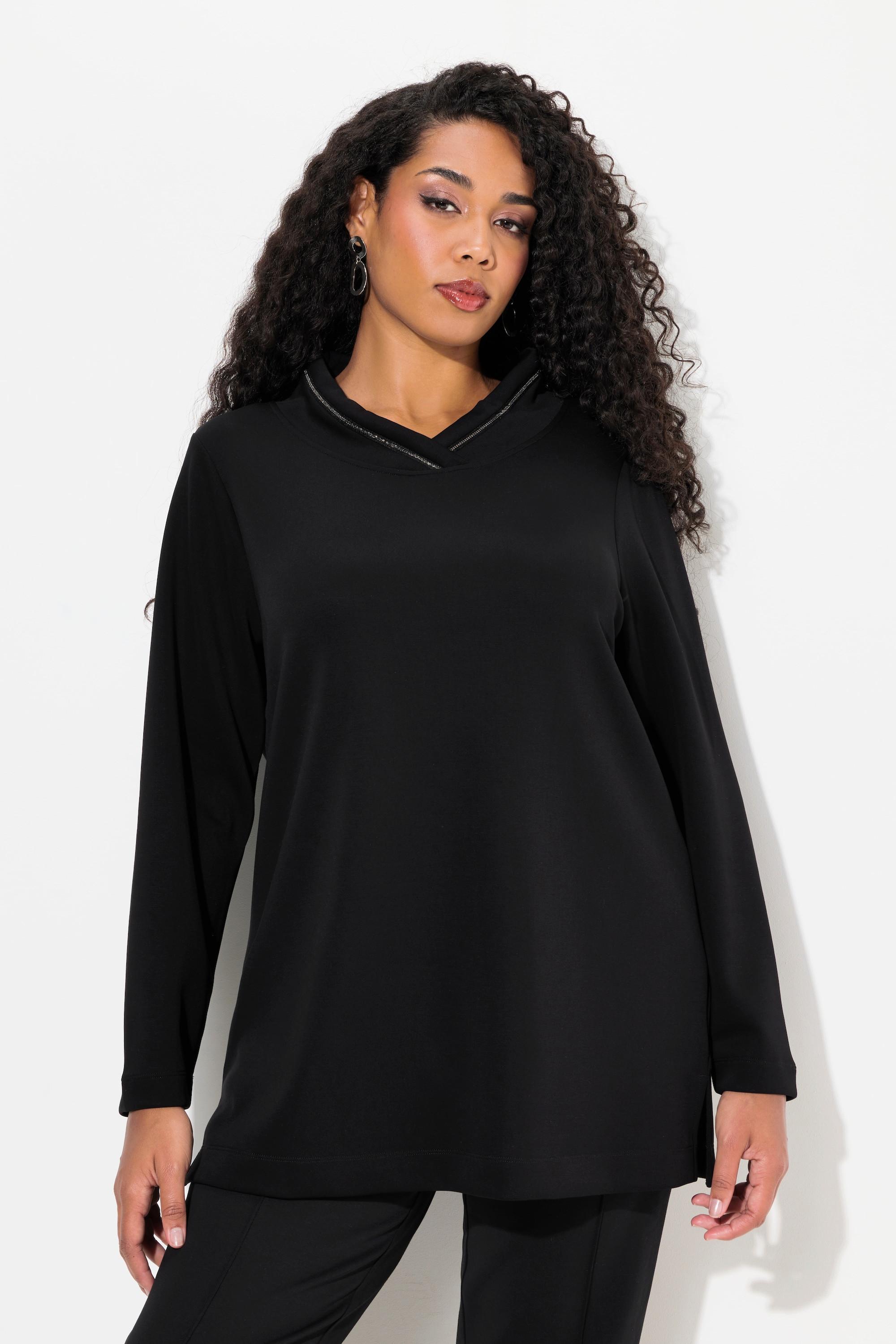 Ulla Popken Felpa Classica Collo Alto con Catena Decorativa  