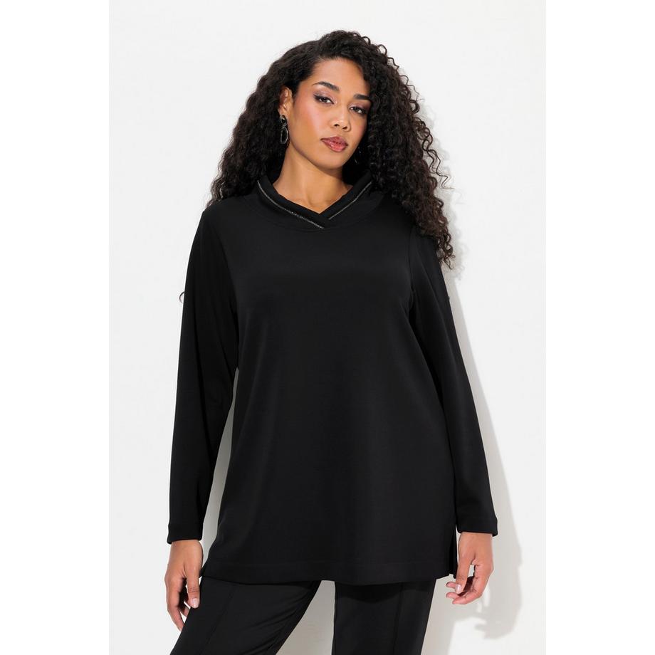 Ulla Popken Classic Stehkragen Sweatshirt mit Zierkette  