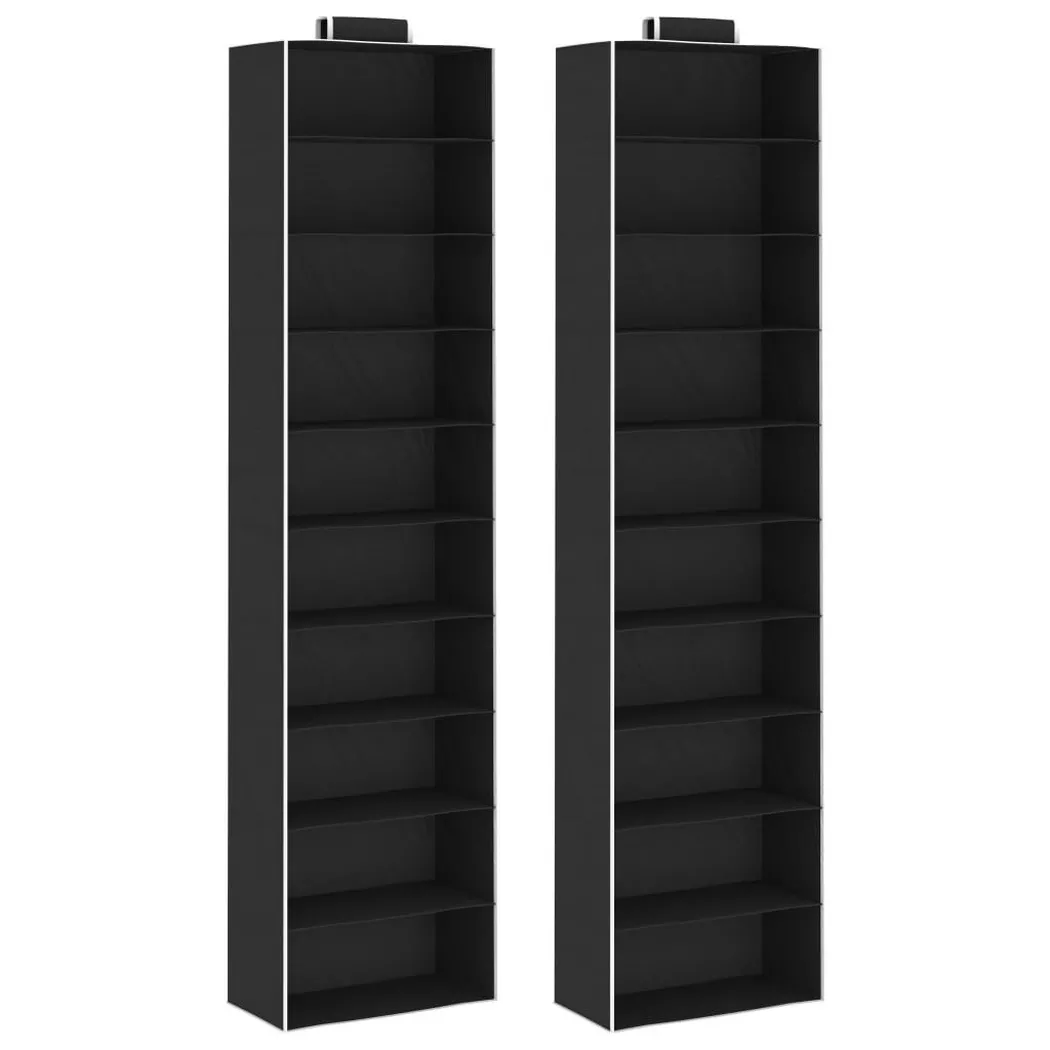 Étagères suspendues de rangement 2 pcs 10 niveaux Tissu