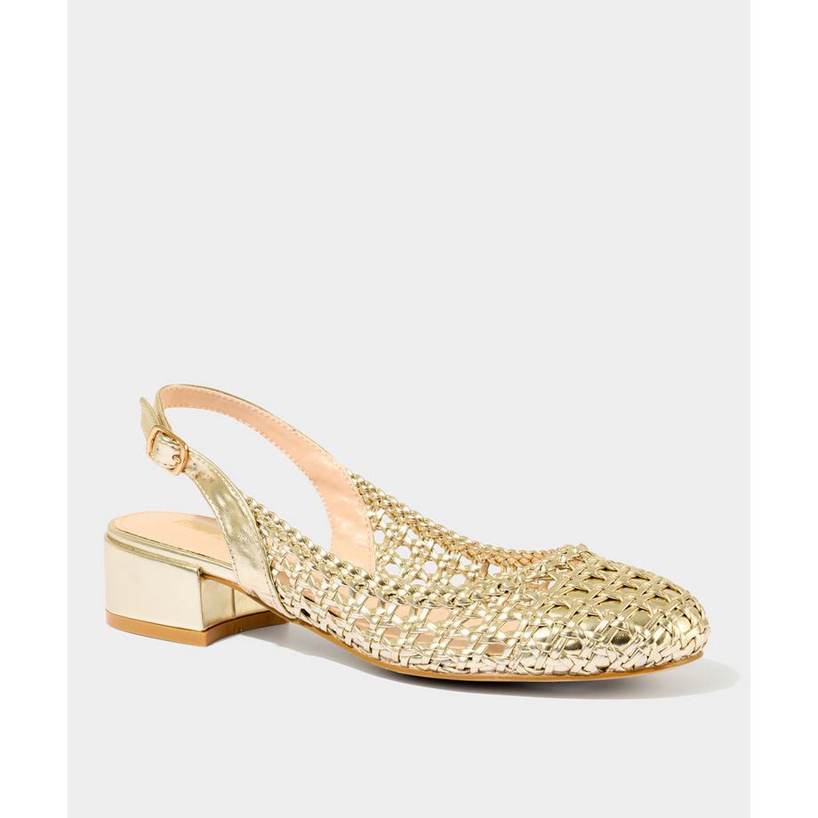 Joe Browns  Geflochtene Metallic Blockabsatz Sling Back Schuhe 