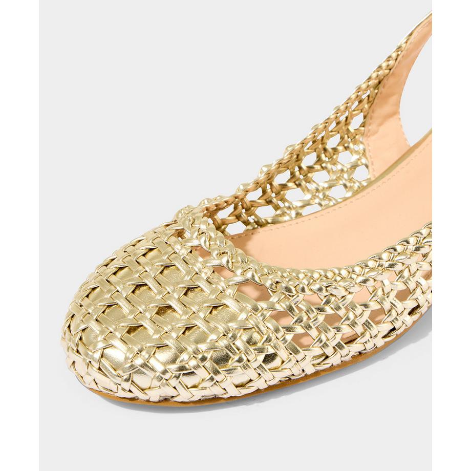 Joe Browns  Geflochtene Metallic Blockabsatz Sling Back Schuhe 