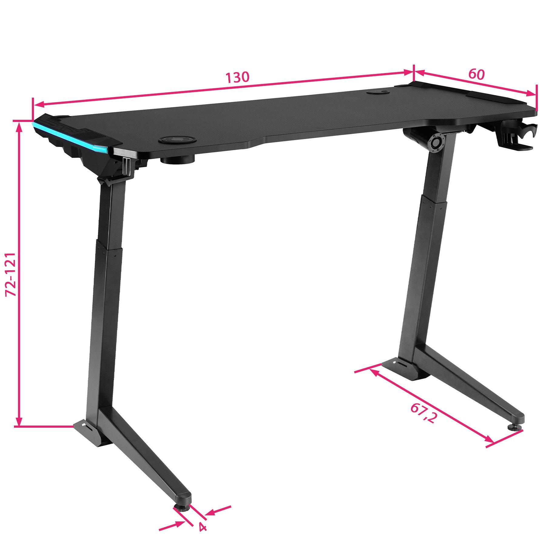 Tectake Scrivania regolabile in altezza Hemingway 130 x 67,2 x 72-121 cm  