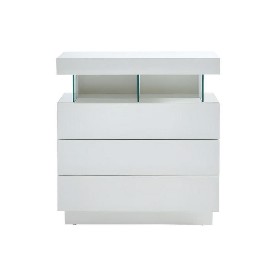 Vente-unique  Commode 3 tiroirs - Avec LEDs - MDF - Blanc laqué - FABIO II 