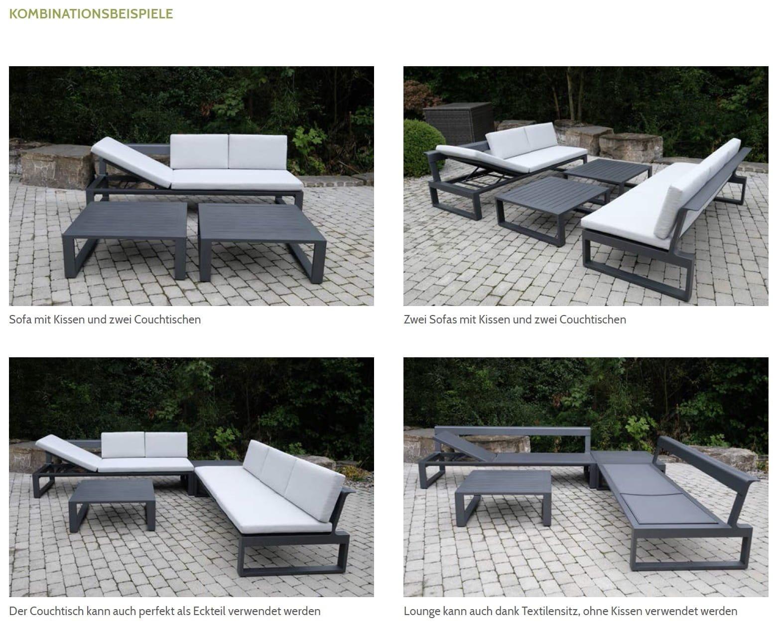 mutoni Gartensofa-Sonnenliege Florida Aluminium (1 Stück)  