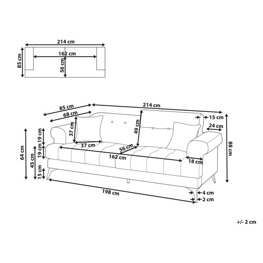 Beliani 3 Sitzer Sofa aus Bouclé Landhausstil SKIVE  