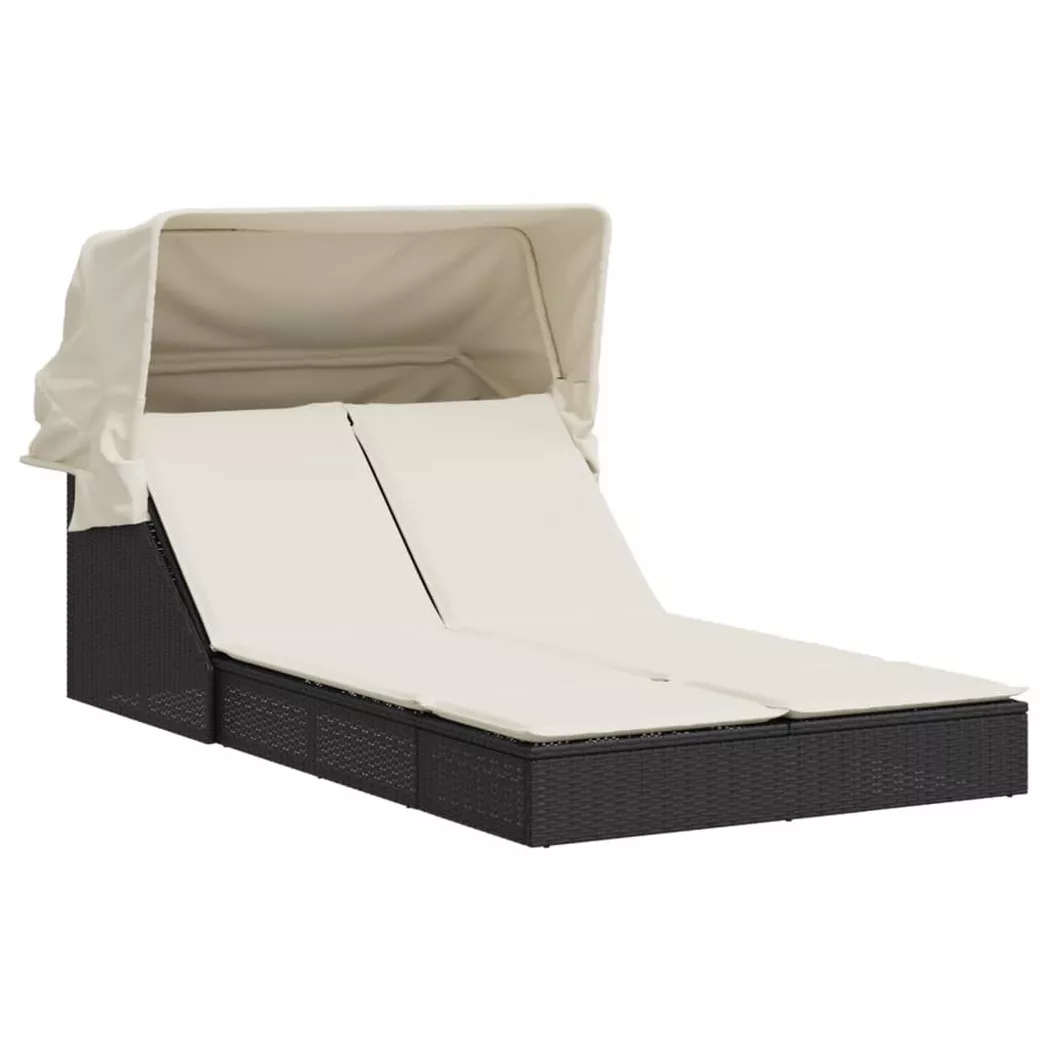 VidaXL - Doppel-sonnenliege poly-rattan, One Size, Schwarz