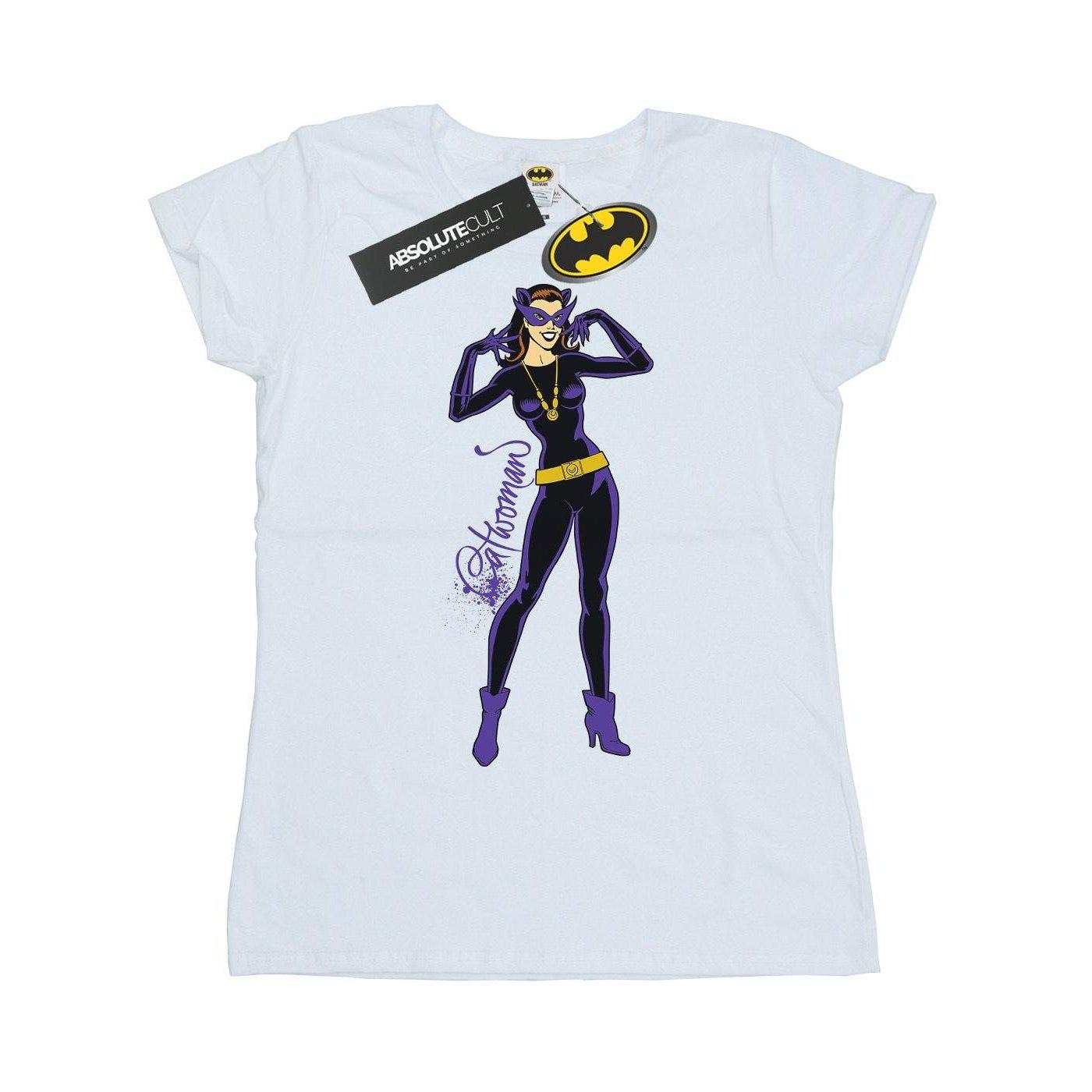 Image of Catwoman Happy Pose Tshirt Damen Weiss L