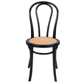 Sedie in legno di faggio e rattan nero Troquet - Set di 2