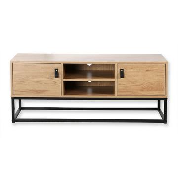 Mobile TV decorazione rovere con 2 ante e scomparto centrale L120 cm - JILL