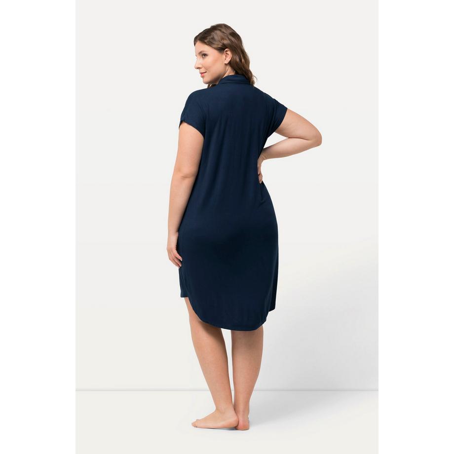 Ulla Popken Chemise de nuit oversize col chemise décolleté en V manches courtes  