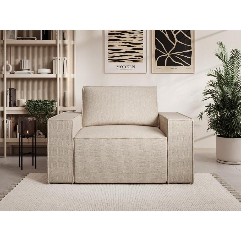 Vente-unique Fauteuil en tissu texturé beige AMELIA  