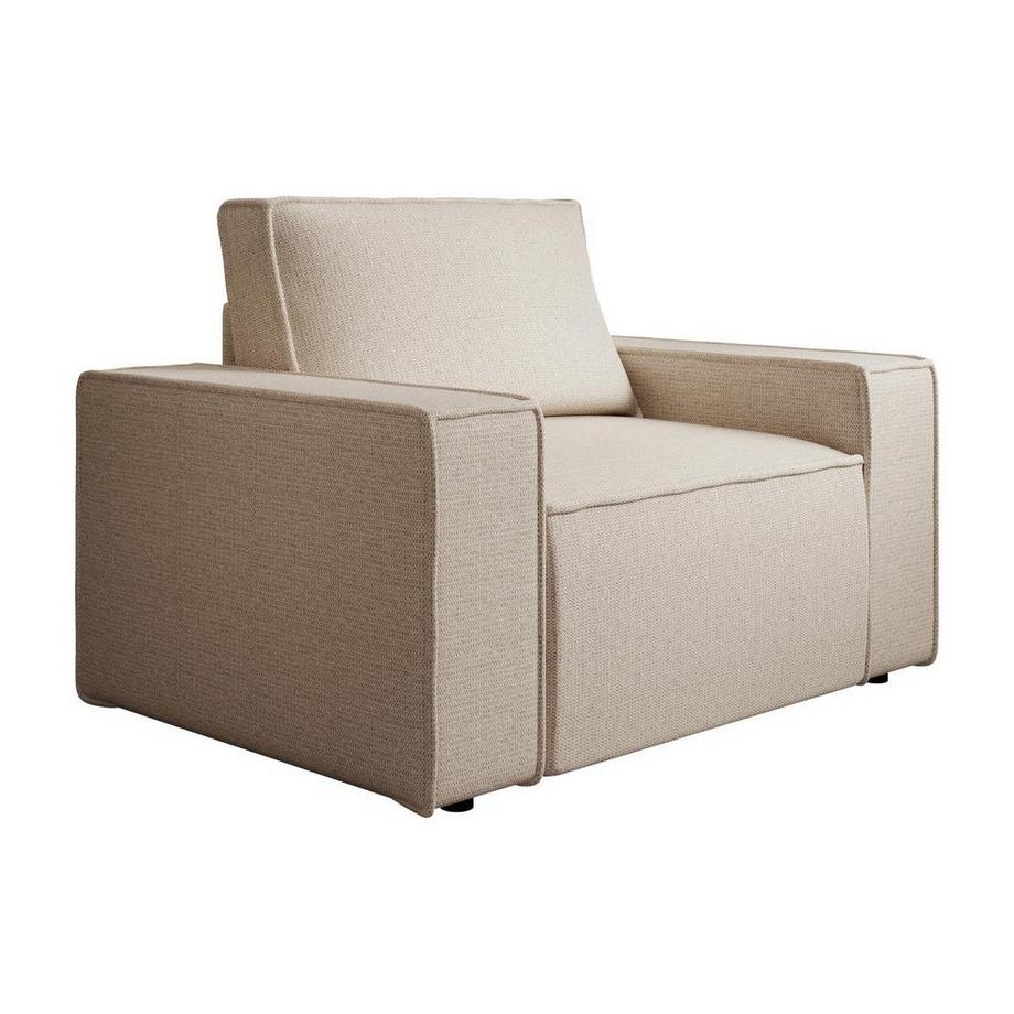 Vente-unique Fauteuil en tissu texturé beige AMELIA  