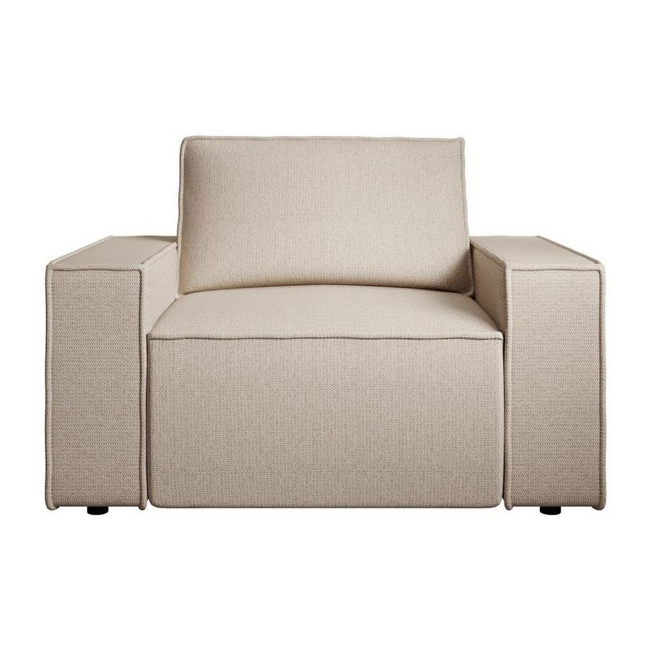Vente-unique Fauteuil en tissu texturé beige AMELIA  