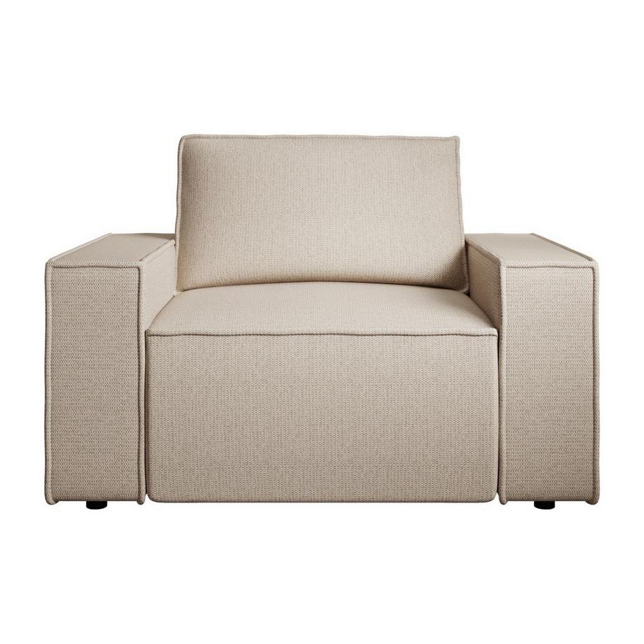 Vente-unique Fauteuil en tissu texturé beige AMELIA  