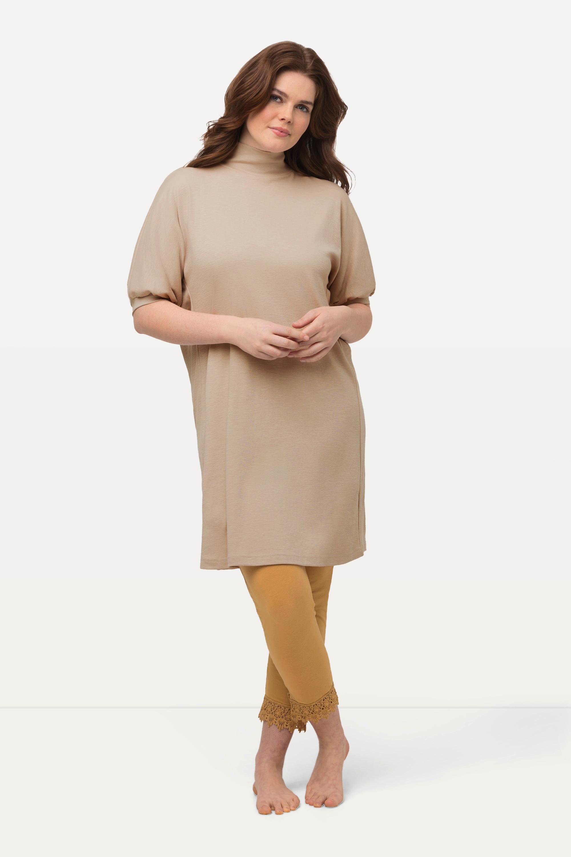 Ulla Popken  Longshirt, Eggshape, Rollkragen, Halbarm, Biobaumwolle 