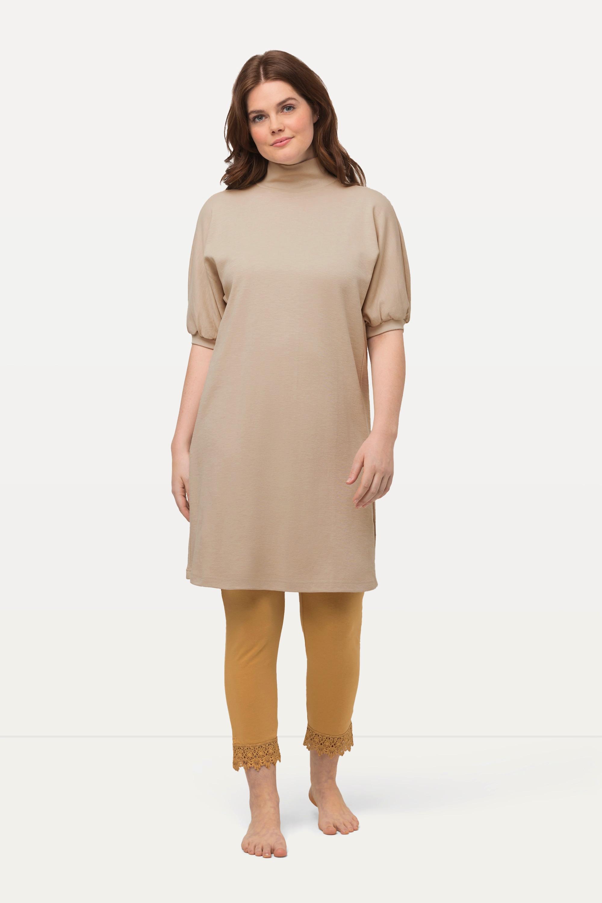 Ulla Popken  Longshirt, Eggshape, Rollkragen, Halbarm, Biobaumwolle 