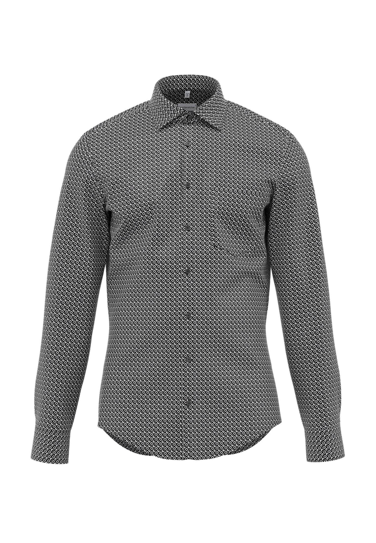 Image of Business Hemd X-slim Fit Langarm Druck Herren Schwarz 37