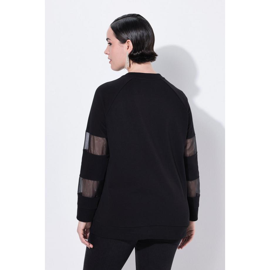 Ulla Popken Sweat-shirt manches longues Classic Fit avec empiècements en tulle  