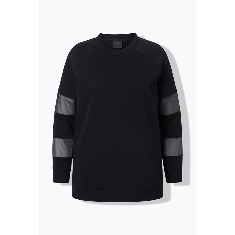 Ulla Popken Sweat-shirt manches longues Classic Fit avec empiècements en tulle  