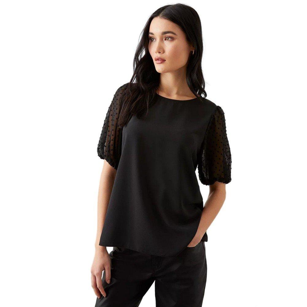 Image of Bluse Kontrastärmel Damen Schwarz 36