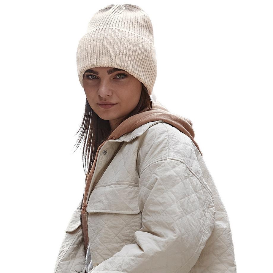 Beechfield Bonnet Tricoté Côtelé avec Bord Replié  