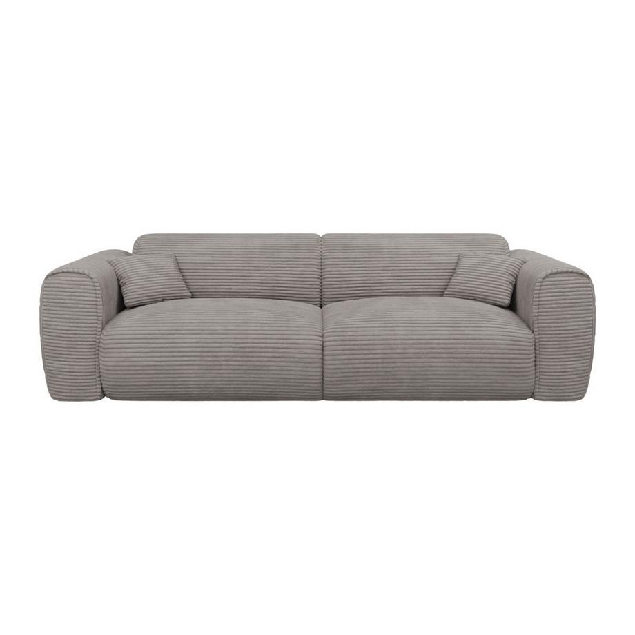 Vente-unique Sofa 4-Sitzer mit Matratze - Cord - Hellgrau - POGNIA  