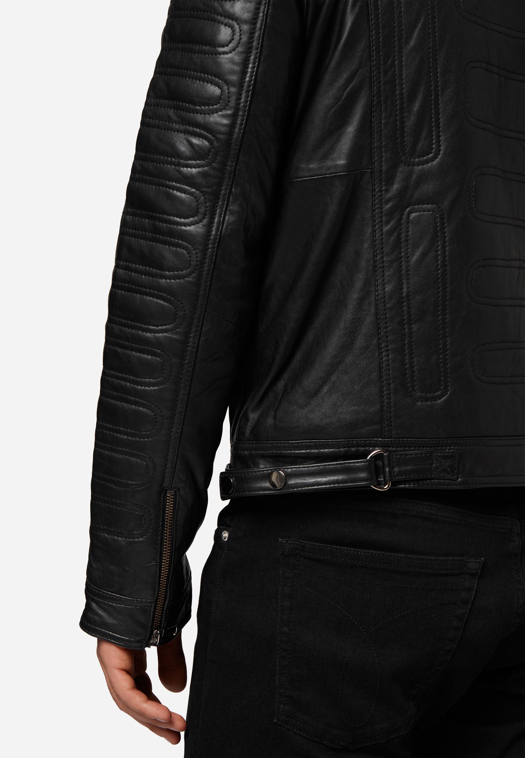 RICANO  Lederjacke 410 - Bikerjacke mit Druckknopfverschluss am Band 