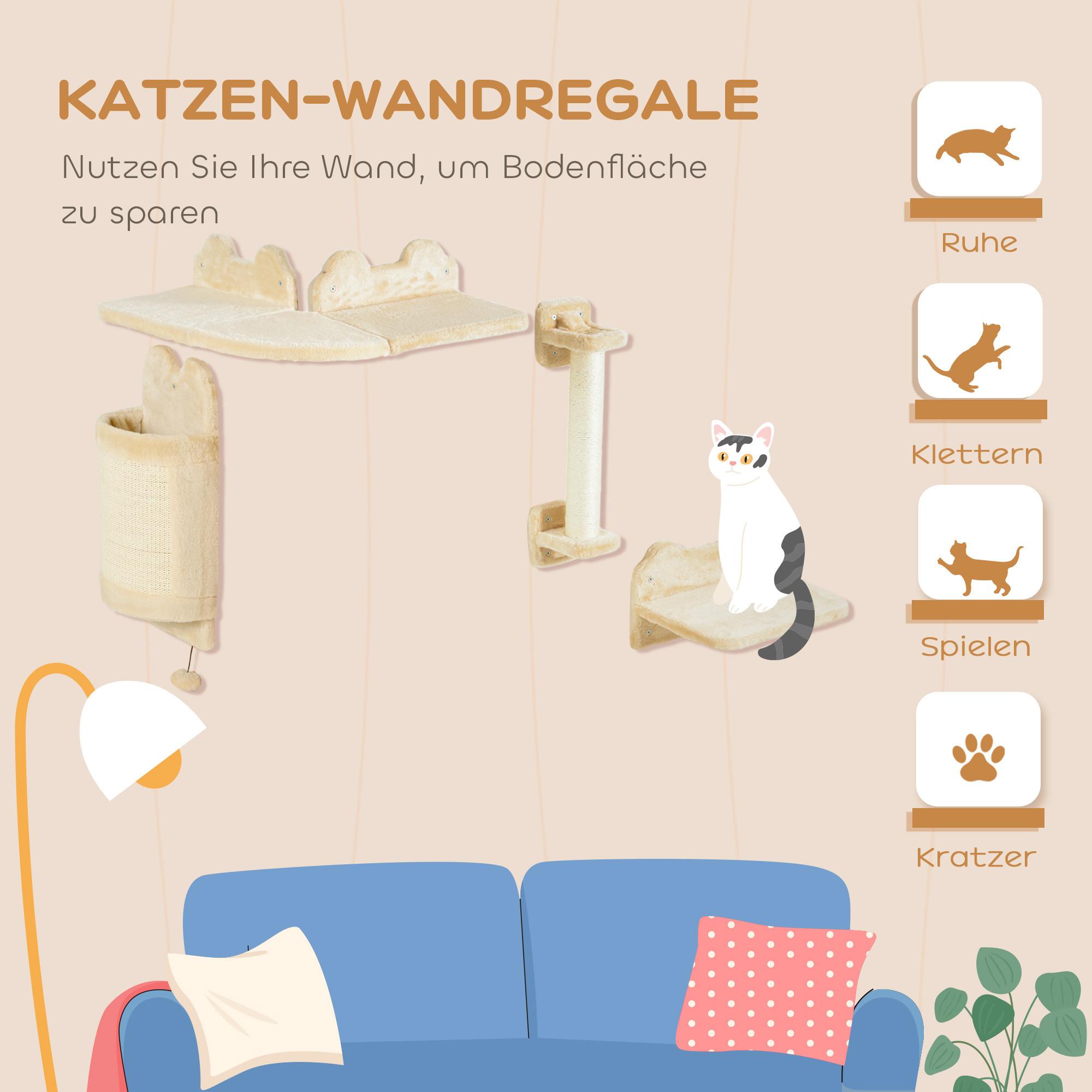 PawHut  Katzen Kletterwand Set 