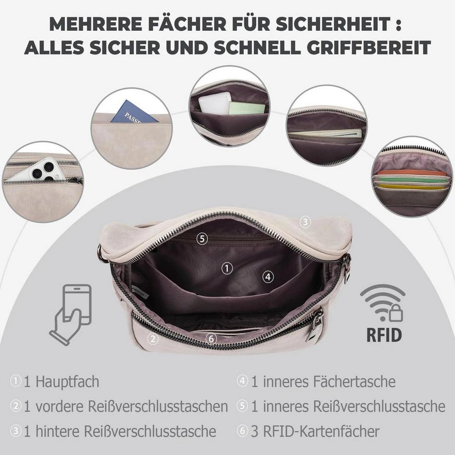 Only-bags.store Ultraleichte Umhängetasche mit mehreren Fächern  