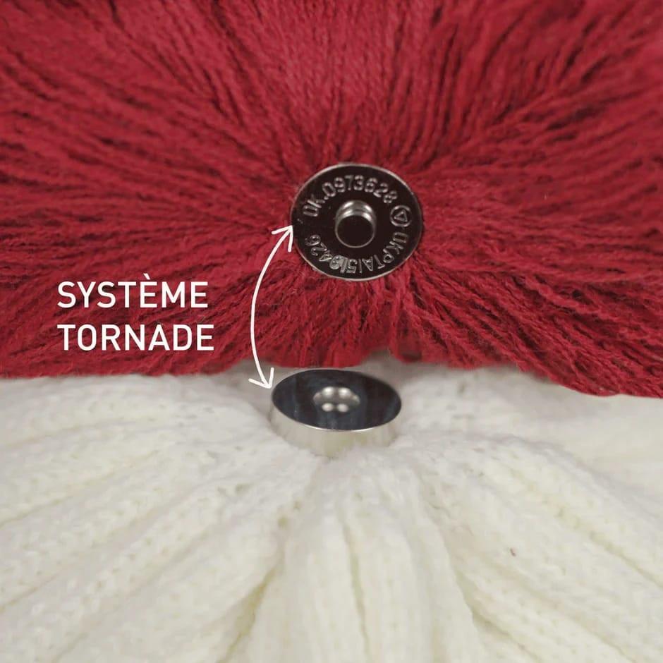 CABAIA Elephantini Kids Gestreifte Mütze mit austauschbaren Bommeln  