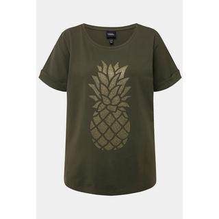 Ulla Popken  T-shirt oversized à motif ananas, décolleté rond et manches courtes 