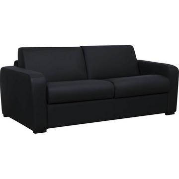 Schlafsofa mit Matratze 3-Sitzer - Matratze 18 cm - Leder - Schwarz - BEVIS